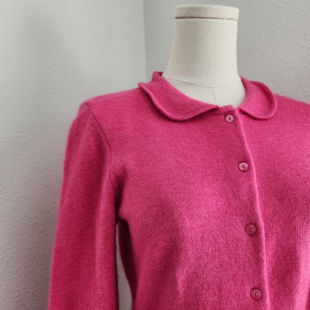 Vintage Y2K Studio Y Pink Wool Blend Knit Cardigan Sweater S Long Sleeve Barbie - Picture 2 of 12
